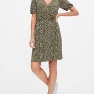 GAP Olive Polka Dot Midi Dress
